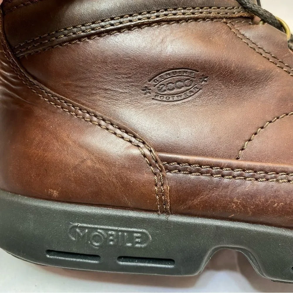 Ecco Mobile Genuine Footwear Brown Leather Men's Boots Size 41/7-7.5